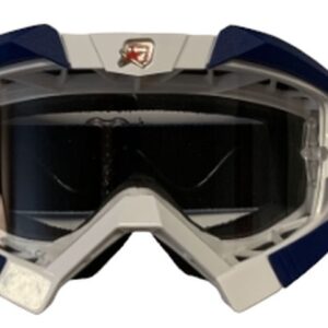 ARIETE GOGLE RIDING CROWS BASIC KOLOR BIAŁY/GRANATOWY/NIEBIESKI, SZYBKA ANTI FOG, ANTI SCRATCH, UV, ROLL-OFF READY, GĄBKA 2 WARSTWOWA