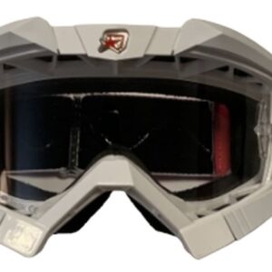 ARIETE GOGLE RIDING CROWS BASIC KOLOR BIAŁY/SREBRNY/CZERWONY, SZYBKA ANTI FOG, ANTI SCRATCH, UV, ROLL-OFF READY, GĄBKA 2 WARSTWOWA