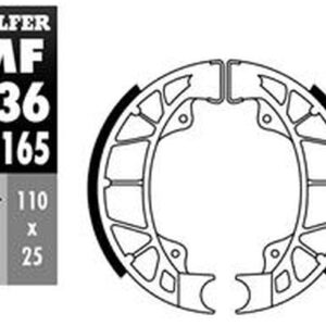 GALFER SZCZĘKI HAMULCOWE TYŁ HEXAGON 125/150 '94-'99, SKIPPER 125/150 '93-'97, PIAGGIO VESPA ET2/ET4 '00-, PRIMAVERA/SPRINT 125 '15-, ZIP 50 '92-, ZIP 100 '07-,