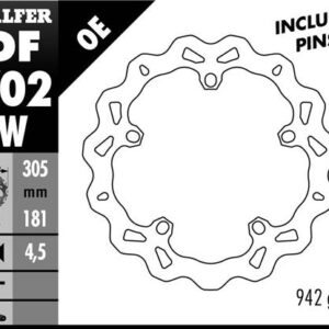 GALFER TARCZA HAMULCOWA PRZÓD BMW R 850/1100/1150/1200 (305X181X4,8) (NG1044) WAVE