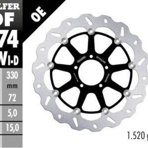 GALFER TARCZA HAMULCOWA PRZÓD DUCATI 1098 '07-'08; 1198S/R '09-; 1103/1199/1299 PANIGALE '12-; MULTISTRADA 1103 V4 '21-23 (PRAWA) (WAVE FLOATING) (330X72X5MM)
