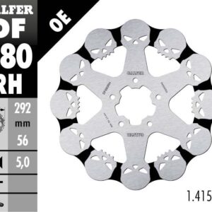 GALFER TARCZA HAMULCOWA PRZÓD HARLEY-DAVIDSON (292X56X5) PŁYWAJĄCA SKULL (WZÓR CZASZKI)