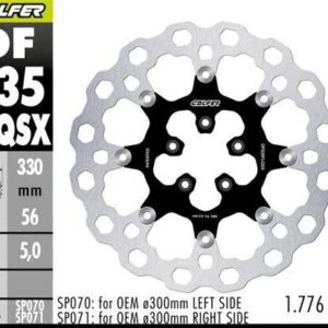 GALFER TARCZA HAMULCOWA PRZÓD HARLEY-DAVIDSON (330X56X5) PŁYWAJĄCA (CUBIQ) (SUPER OVERSIZE) (WYMAGA SP070; SP071)