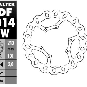 GALFER TARCZA HAMULCOWA PRZÓD HONDA CR 125R/250R '95-'07, CR 500 '95-'00, CRF 250R/450R '02- WAVE (240X101X3MM)