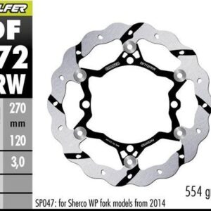 GALFER TARCZA HAMULCOWA PRZÓD SHERCO SE/SEF 250/300/450/500 '09- (TYLKO Z ZAWIESZENIAMI SACHS; WP WYMAGA SP047) WAVE (270X120X3MM)