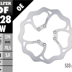 GALFER TARCZA HAMULCOWA PRZÓD TM RACING EN 125/250/450/530 '04-14, EN 125/300 '15-21, MX 125-530 '05- (270X70,5X3MM) (6X6,5MM) WAVE