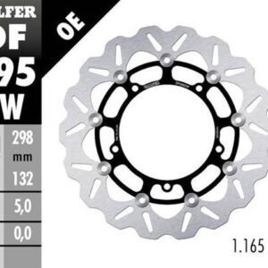 GALFER TARCZA HAMULCOWA PRZÓD YAMAHA FZ 6S FAZER '04-'07; XJ 6S DIVERSION '09-; MT 03 '06-; MT 07 '21-'23; MT 09 850/890 '13-'32; TRACER 850/890 '15-'23; NIKEN 850 '18- (WAVE FLOATING) (298X132X5MM)