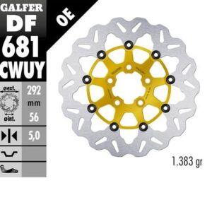 GALFER TARCZA HAMULCOWA PRZÓD / TYŁ HARLEY-DAVIDSON (292X56X5) (WAVE) PŁYWAJĄCA KOLOR ZŁOTY