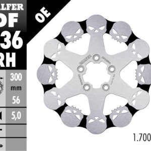 GALFER TARCZA HAMULCOWA TYŁ HARLEY-DAVIDSON (300X56X5) SKULL (WZÓR CZASZKI)