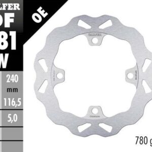 GALFER TARCZA HAMULCOWA TYŁ HONDA CB 400X/F '13-; CB 500F/X (ABS) '13-'21; CB 650F '14-; CB 650R '19-'23; CBR 650R '19-'23; FORZA 750 '21-'23 (WAVE FIXED) (240X116,5X5MM)