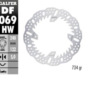 GALFER TARCZA HAMULCOWA TYŁ HONDA CR 125/250; CRF250R '04-'23; CRF 450R '09-'23 (240X140X5MM) SHARK ENDURO MX