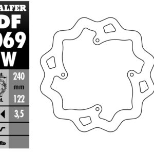 GALFER TARCZA HAMULCOWA TYŁ HONDA CR 125R/250R '95-'07, CR 500 '95-'00, CRF 250R/450R '02- WAVE (240X122X4MM)