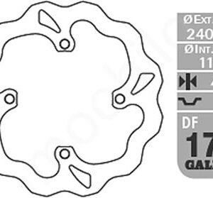 GALFER TARCZA HAMULCOWA TYŁ KAWASAKI KX 125/250 '03-, KX 250F/450F '04-'19, SUZUKI RM 250Z '04-'06 WAVE (240X116X4MM)