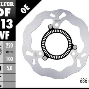 GALFER TARCZA HAMULCOWA TYŁ KAWASAKI NINJA 300 R SP (ABS) '13-, NINJA 400 / ABS '18-, Z 400 '20- (220X100X5MM) WAVE
