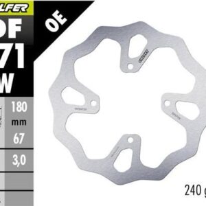 GALFER TARCZA HAMULCOWA TYŁ KTM 65 SX '25-, HUSQVARNA TC 65 '25-, GAS GAS MC 65 '25- (180X67X3) WAVE