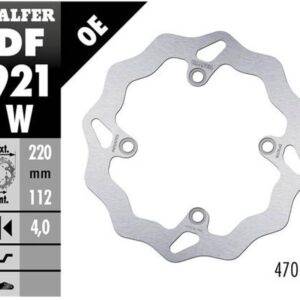 GALFER TARCZA HAMULCOWA TYŁ SHERCO SE/SEF 250/300/450 '14-, (TYLKO Z ZAWIESZENIAMI WP I KAYABA) SE 125 '21-, SE-R 2.5/3.0 ISIDE '14- WAVE (220X112X4MM)