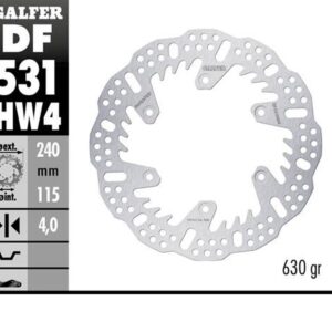 GALFER TARCZA HAMULCOWA TYŁ YAMAHA YZ 125 '22-'24; YZ 250 '22-'24; YZ 250F '21-'24; YZ 450F '20-'24; WR 250F '17-'24; WR 450F '20-'24 (240X115X4MM) SHARK ENDURO MX