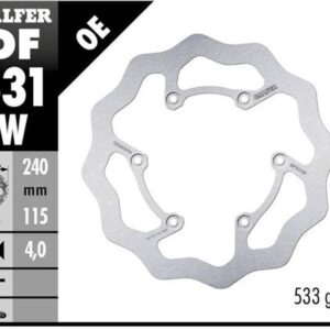 GALFER TARCZA HAMULCOWA TYŁ YAMAHA YZ 125 '22-'23; YZ 250 '22-, YZ 250F '21-'23, YZ 450F '20-'21; FANTIC XEF 125 '24-; XE 250 '20-; XEF 250/450 '21- WAVE (240X115X4MM)