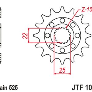 JT ZĘBATKA PRZEDNIA 2354 15 ROYAL ENFIELD HIMALAYAN 411 '16-'22, SCRAM 411 '22-'23, CINTINENTAL / INTERCEPTOR 650 '19-'22 (235415JT) (ŁAŃC.525)