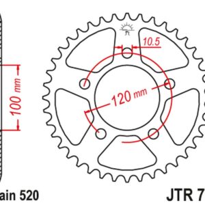 JT ZĘBATKA TYLNA 4396 42 APRILIA RSV 1000 MILE '98-'03 (KONWERSJA ŁAŃC. 520) TUAREG 660 '21-'24 (439642JT) (ŁAŃC. 520) (OEM: CM306203)
