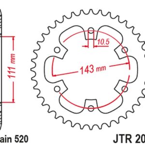 JT ZĘBATKA TYLNA 4764 42 ROYAL ENFIELD CLASSIC / METEOR 350 '31-'23 (476442JT) (ŁAŃC. 520) (OEM: 1100701B)