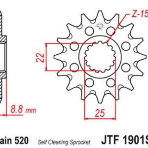 JT ZĘBATKA PRZEDNIA 1248 16 KTM SX/EXC '91-'25 SAMOOCZYSZCZAJĄCA (124816JT) (ŁAŃC. 520)
