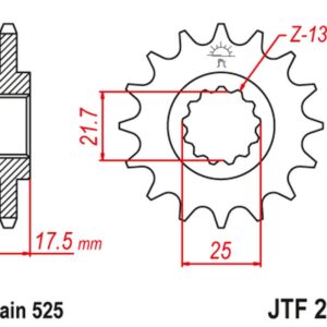 JT ZĘBATKA PRZEDNIA 2041 16 HONDA CB 500 '94-'03, CBF 500 '04-'08 (204116JT) (ŁAŃC. 525) (+1)