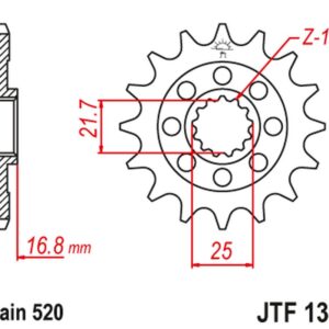 JT ZĘBATKA PRZEDNIA 2042 15 HONDA NC 750X/S/DCT '14-'15, INTEGRA 750 DCT '14-'15 (204215JT) (ŁAŃC. 520) (-1)