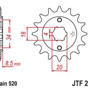 JT ZĘBATKA PRZEDNIA 2046 13 HONDA CA 125 '95-01', CB/CBX/CM/CMX 250 '83-16' (204613JT) (ŁAŃC. 520)