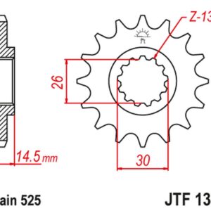 JT ZĘBATKA PRZEDNIA 2047 16 Z GUMĄ HONDA CB 750F2 '92-'00 (204716JT) (ŁAŃC. 525)