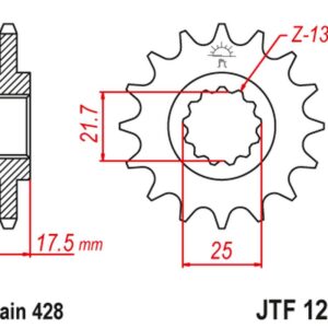 JT ZĘBATKA PRZEDNIA 2048 17 HONDA CBR 250 '90-00' VT/VTR 250 '89-90' (204817JT) (ŁAŃC. 428)