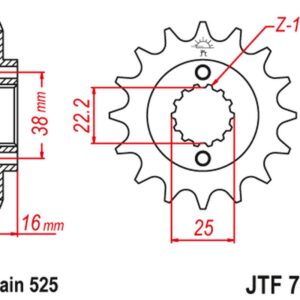 JT ZĘBATKA PRZEDNIA 2050 15 Z GUMĄ DUCATI 796/916/944/996 (205015JTRB) (ŁAŃC. 525)