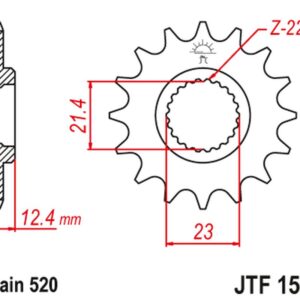 JT ZĘBATKA PRZEDNIA 2054 14 YAMAHA YFM 250 RAPTOR '08-13' (205414JT) (ŁAŃC. 520)