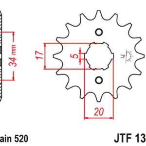 JT ZĘBATKA PRZEDNIA 2060 11 HONDA CRF 230 '03-15' TRX 200 SX FOUTRAX '86-88' '90-97' (206011JT) (ŁAŃC. 520)