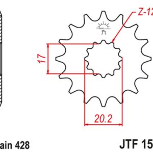 JT ZĘBATKA PRZEDNIA 2064 12 YAMAHA TZR 50 (SPAIN) (206412JT) (ŁAŃC. 428) KONWERSJA