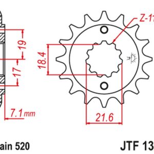 JT ZĘBATKA PRZEDNIA 2067 12 HONDA CBF 250, XR 250R (206712JT) (MOŻNA STOSOWAĆ JAKO 2506 12 ORAZ 2261 12) (ŁAŃC. 520)