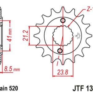 JT ZĘBATKA PRZEDNIA 2071 13 HONDA XR 400 '96-'05, TRX 400 (207113JT) (ŁAŃC. 520)