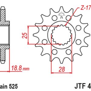 JT ZĘBATKA PRZEDNIA 2078M 20 Z GUMĄ BMW F 800R '09-'20 (2078M20JT) (ŁAŃC. 525)