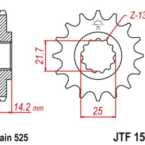 JT ZĘBATKA PRZEDNIA 2083 15 KAWASAKI ZR 750 '95-99' (208315JT) (ŁAŃC. 525)
