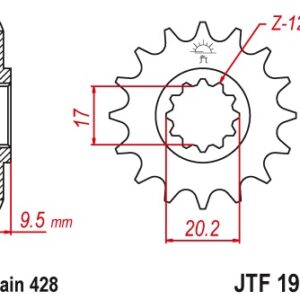 JT ZĘBATKA PRZEDNIA 2084 13 KTM SX 85 04-17 (208413JT) (ŁAŃC. 428)
