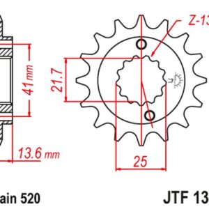 JT ZĘBATKA PRZEDNIA 2093 14 KAWASAKI ZX6R '03-'06 (2093M14JT) (ŁAŃC. 520)