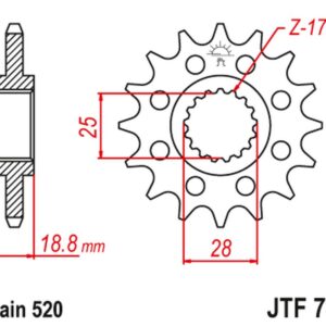JT ZĘBATKA PRZEDNIA 2098 15 APRILIA 1000 RSV '98-09' (209815JT) (ŁAŃC. 520)