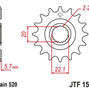 JT ZĘBATKA PRZEDNIA 2103 13 YAMAHA YZF 250 '01-'25, YZ 125 '05-'25, WR 250F '01-'25 (ORGY.) (210313JT) (ŁAŃC. 520)