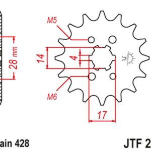 JT ZĘBATKA PRZEDNIA 2118 13 HONDA TRX 90 '93-19', CRF 125 '14-21', DERBI SENDA/MULHACEN/TERRA '07-14' (211813JT) (ŁAŃC. 428)