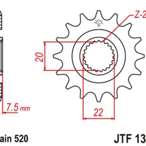 JT ZĘBATKA PRZEDNIA 2120 12 HONDA CR 125R '04-'07, CRF 250R/X '04-'17 (212012JT) (ŁAŃC. 520)
