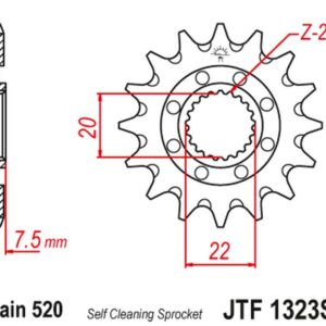 JT ZĘBATKA PRZEDNIA 2120 14 HONDA CR 125R '04-'07, CRF 250R/X '04-'17 SAMOOCZYSZCZAJĄCA (212014JT) (ŁAŃC. 520)
