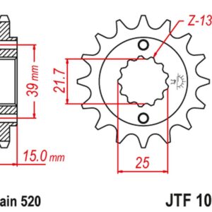 JT ZĘBATKA PRZEDNIA 2128 14 KYMCO 250 MXU/KXR/KXU '02-15' 300 MAXXER '05-16' (212814JT) (ŁAŃC. 520)