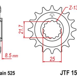 JT ZĘBATKA PRZEDNIA 2137 18 KAWASAKI ZX10R '04-'18 (213718JT) (ŁAŃC. 525)