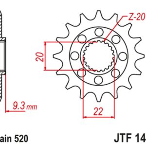 JT ZĘBATKA PRZEDNIA 2146 13 KAWASAKI KXF 250 '06-'17 (214613JT) (ŁAŃC. 520)