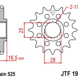 JT ZĘBATKA PRZEDNIA 2147 15 KTM 950/990/1050/1090/1190/1290 03-24 (214715JT) (ŁAŃC. 525)